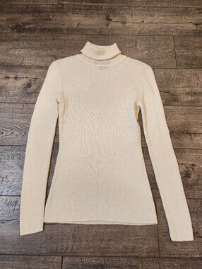 Philosophy Republic Womens 100% Wool Size M Turtleneck Sweater Long-Sleeve Cream